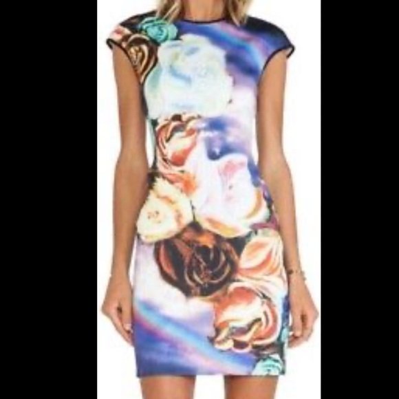 Clover Canyon Magical Sky Neoprene Bodycon Fitted Mini Dress L - Picture 2 of 10